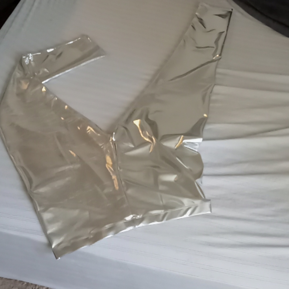Silver metallic leggings